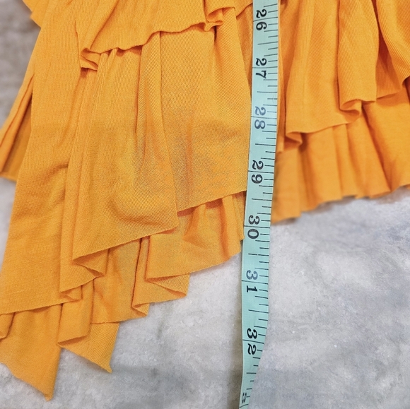 NWT Grace Elements Yellow Ruffle Tunic Top L Sleeveless Asymmetrical Hem - Picture 7 of 9